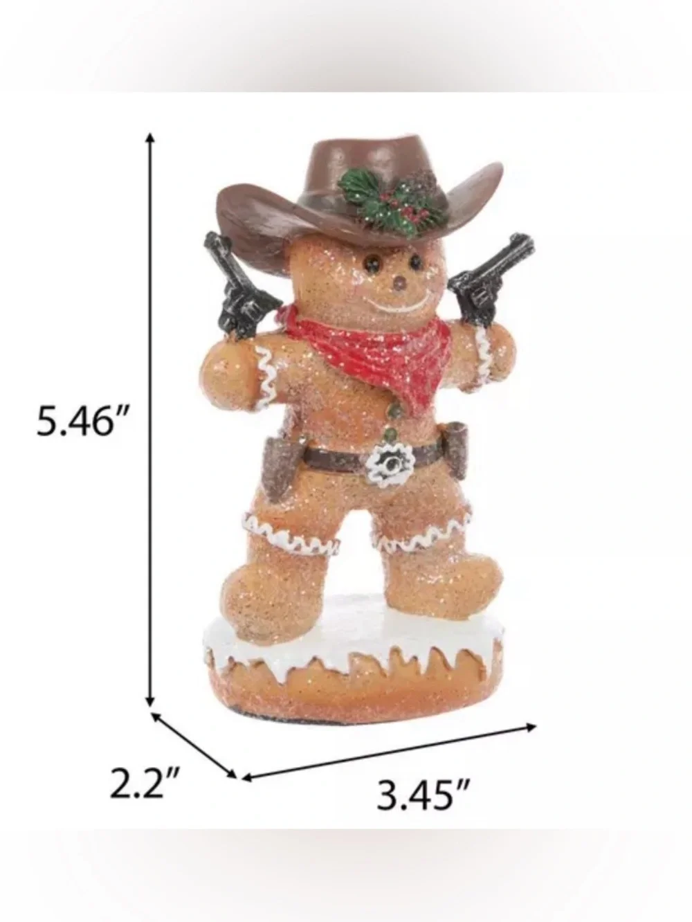 Festive Gingerbread Cowboy Holiday Figurine - Brown